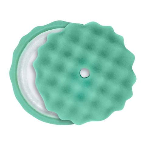 Green Curved Foam Waffle Compounding Pad - 8" lite cut